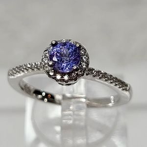 Tanzanite and White Sapphire Ring